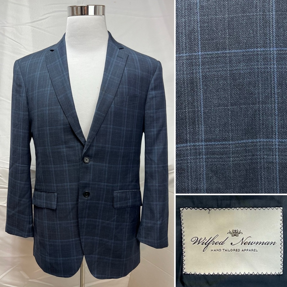 Wilfred Newman Custom Tailored 40s Blue Windowpan… - image 1